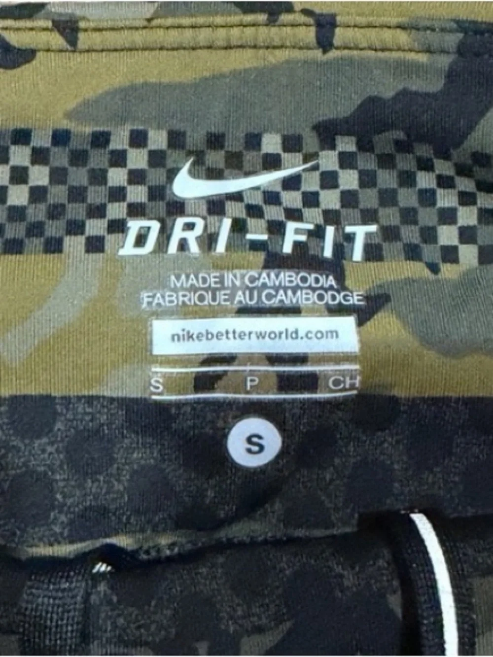 Nike Girls' Camo Stripe Leggings in Navy and Olive